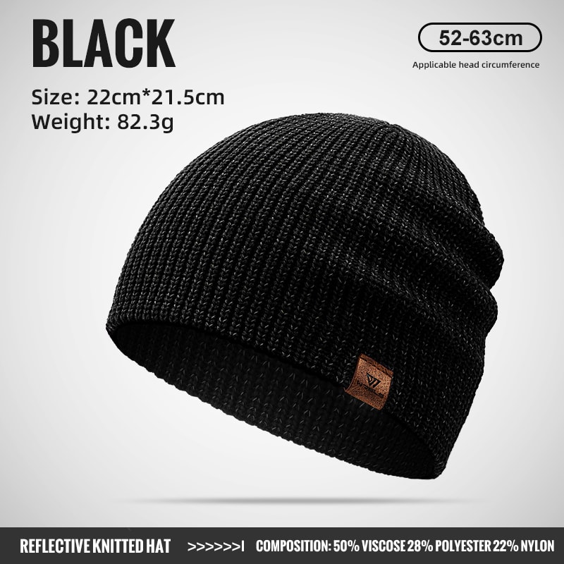 WRELS Winter Knitted Beanie Hat – Reflective Warm Unisex Hat for Running, Cycling & Skiing
