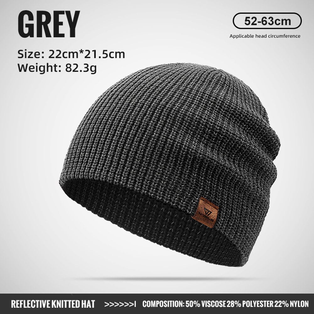 WRELS Winter Knitted Beanie Hat – Reflective Warm Unisex Hat for Running, Cycling & Skiing