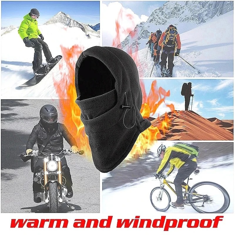 Waterproof Thermal Fleece Balaclava Hat For Men Women Winter Neck Warmer Hooded Hat For Hiking O