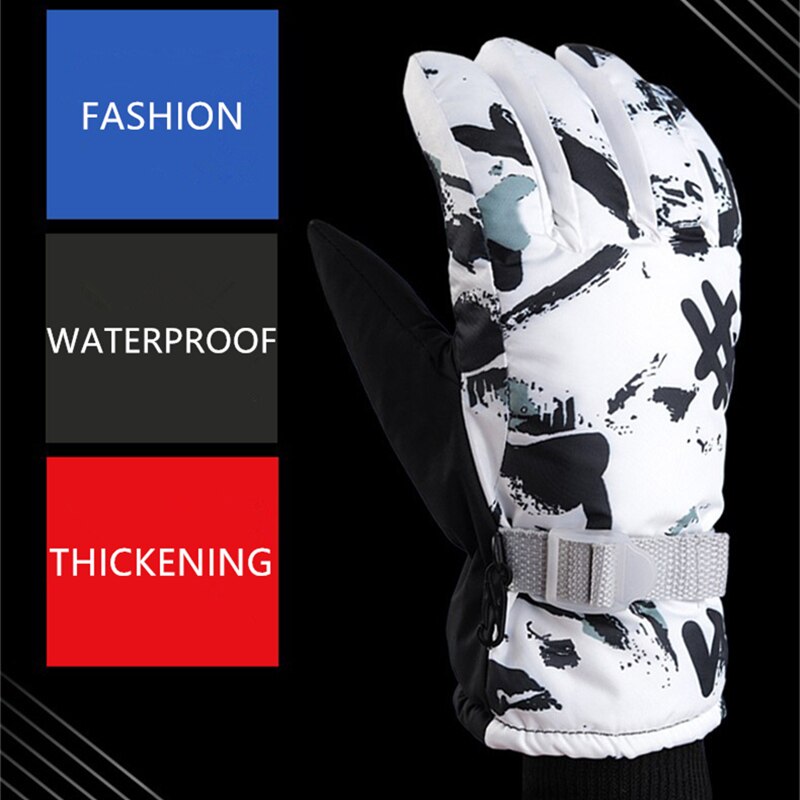 Winter Warm Ski Gloves - Touch Screen Waterproof, PU Leather Snowboard Gloves for Snow Sports & Motorcycling