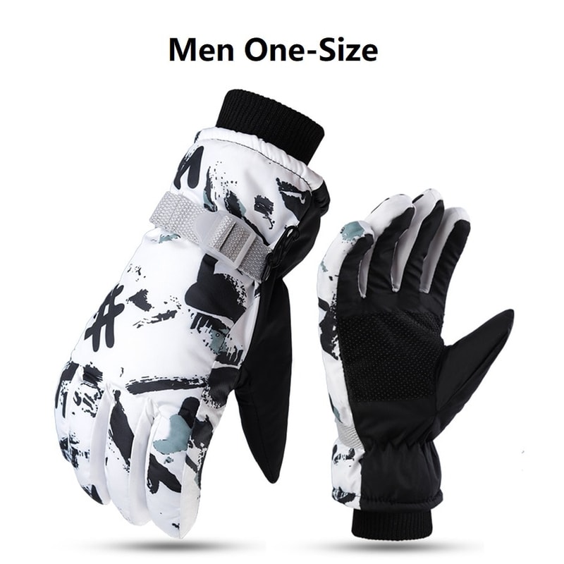 Winter Warm Ski Gloves - Touch Screen Waterproof, PU Leather Snowboard Gloves for Snow Sports & Motorcycling