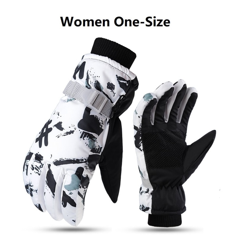 Winter Warm Ski Gloves - Touch Screen Waterproof, PU Leather Snowboard Gloves for Snow Sports & Motorcycling