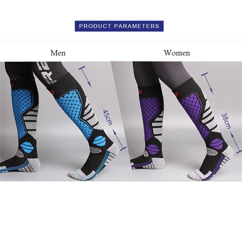 Winter Ski Socks - Anti-Slip Compression, Thermal Moisture-Wicking Knee-High Snowboard Socks
