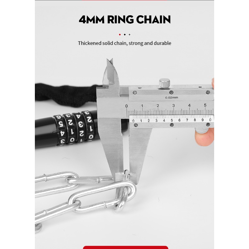 Heavy Duty Motorcycle Chain Lock With 5 Digit Combination For Electric Bike And Scooter Security 3