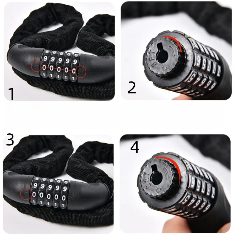 Heavy Duty Motorcycle Chain Lock With 5 Digit Combination For Electric Bike And Scooter Security 5