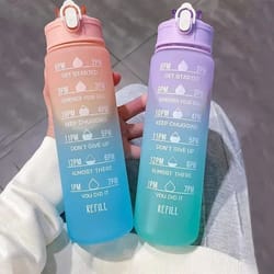 time tracking sports water bottle with straw leak proof flip lock for gym travel and outdoor use
