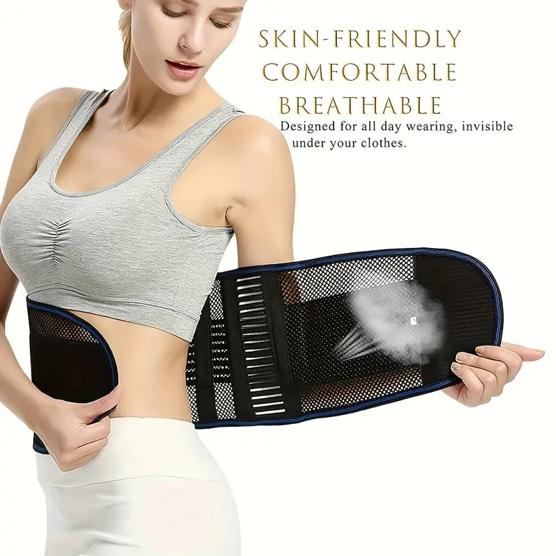 Lumbar Support Belt for Lower Back Pain Relief with Adjustable Breathable Mesh Brace