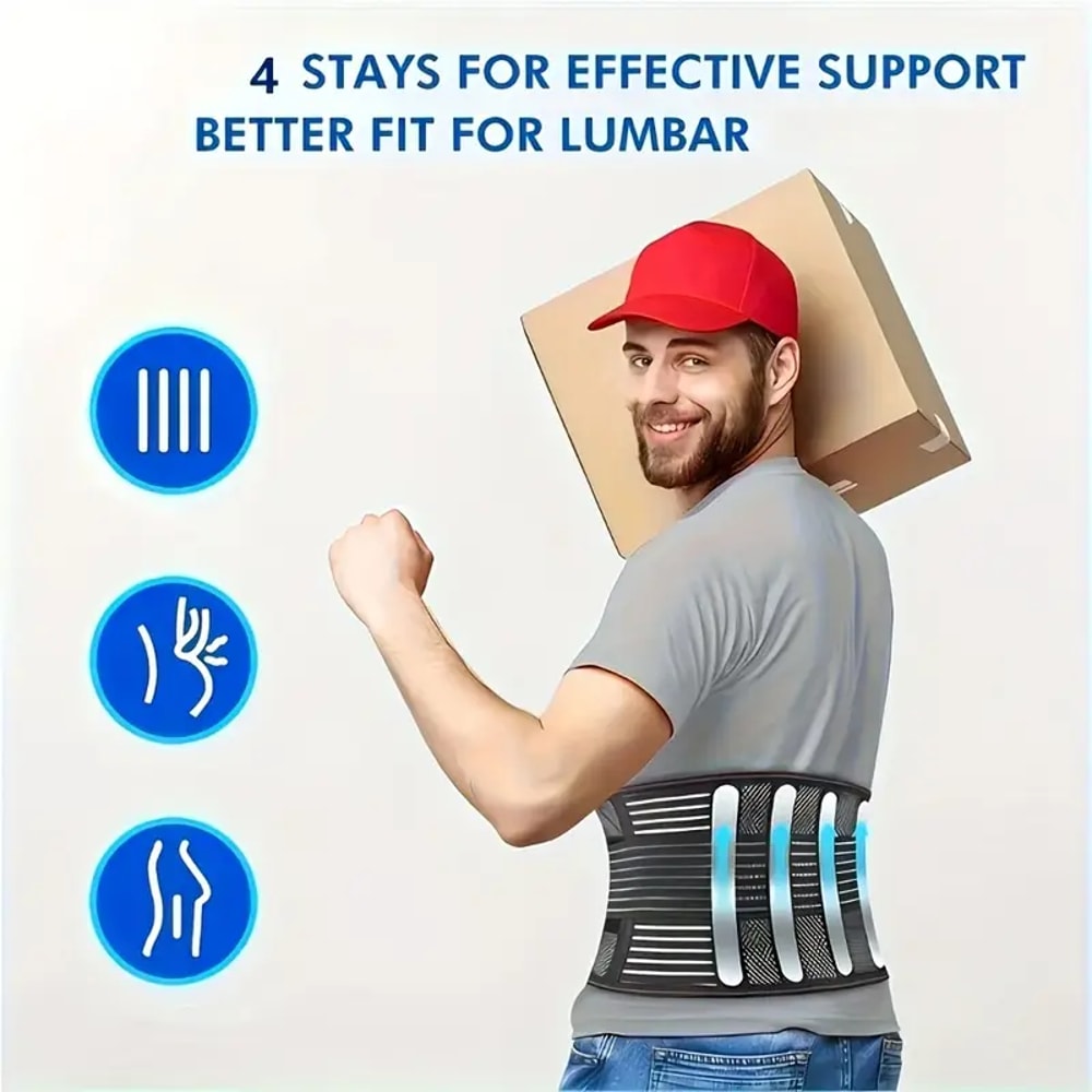 Lumbar Support Belt for Lower Back Pain Relief with Adjustable Breathable Mesh Brace