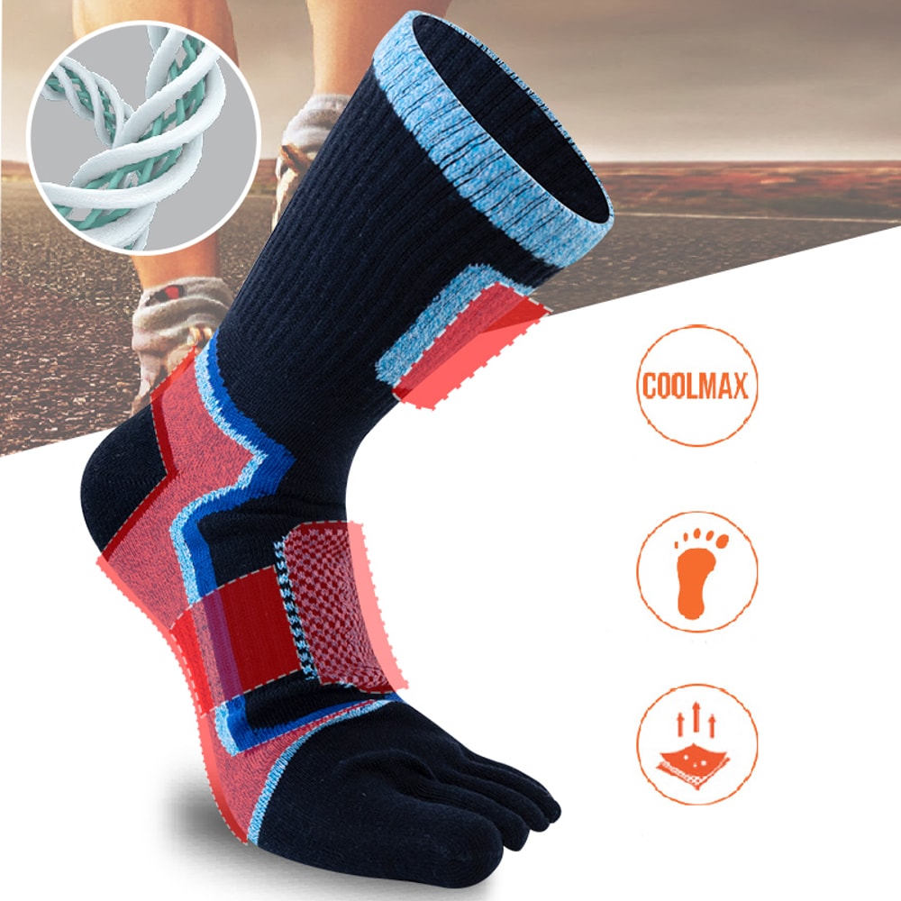 Thickened Five-Finger Sports Socks – Breathable, Quick-Dry, Sweat-Absorbent Toe Socks for Men and Women