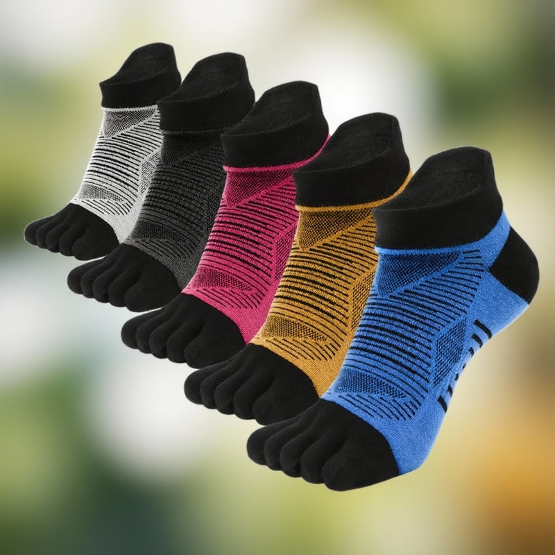 COOLMAX Five Finger Sports Socks for Running and Outdoor Hiking