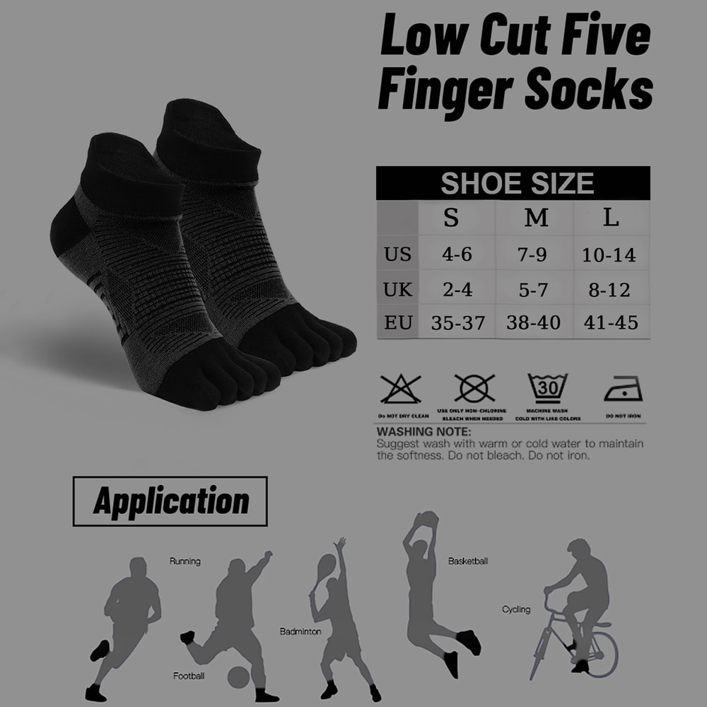 COOLMAX Five Finger Sports Socks for Running and Outdoor Hiking