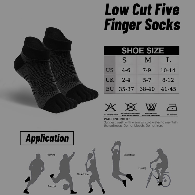 COOLMAX Five Finger Sports Socks for Running and Outdoor Hiking