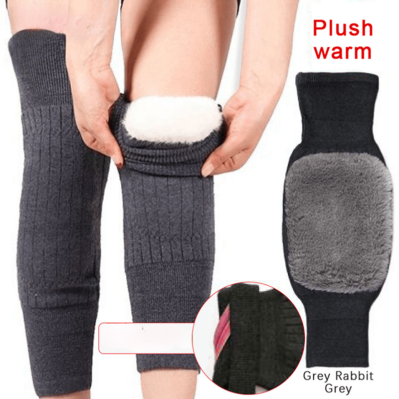 Winter Warm Knee Pads With Plush Thermal Leg Warmers NonSlip ColdProof Knee Brace For Skiing Cycli 1