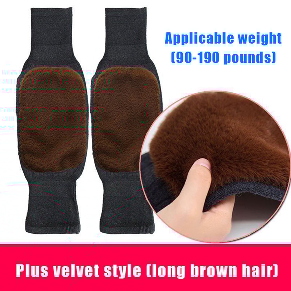 Winter Warm Knee Pads With Plush Thermal Leg Warmers NonSlip ColdProof Knee Brace For Skiing Cycli 6