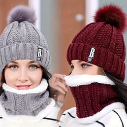winter warm knit hat set – plush, windproof & thick casual hat for cold weather