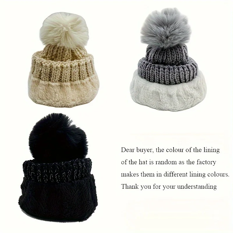 Winter Warm Knit Hat Set Plush Windproof Thick Casual Hat For Cold Weather 4