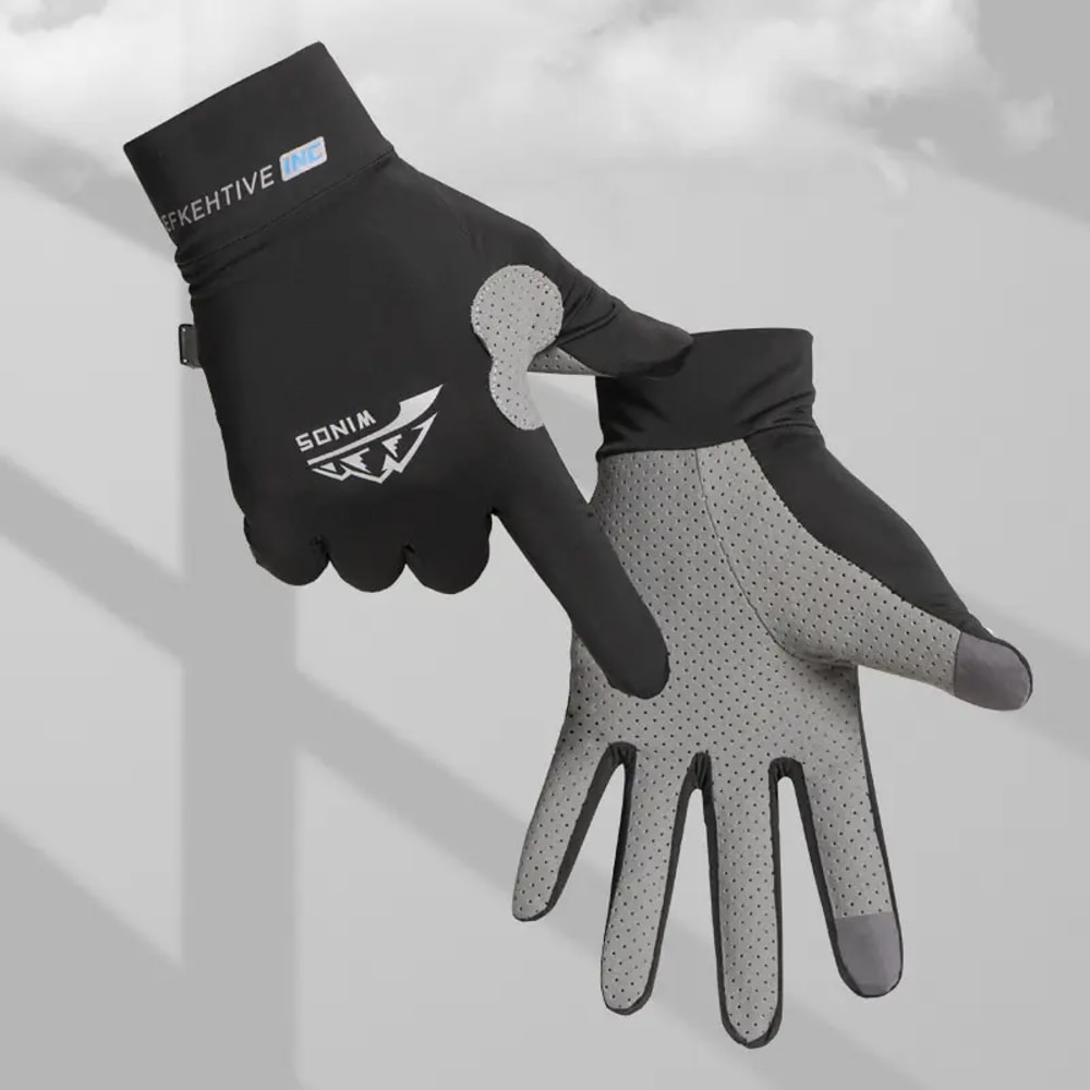 Breathable Ice Silk Full Finger Gloves For Sun Protection AntiSlip Gloves For Riding Fishing And K 0