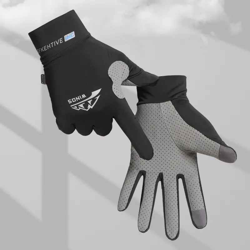 Breathable Ice Silk Full Finger Gloves For Sun Protection AntiSlip Gloves For Riding Fishing And K 0