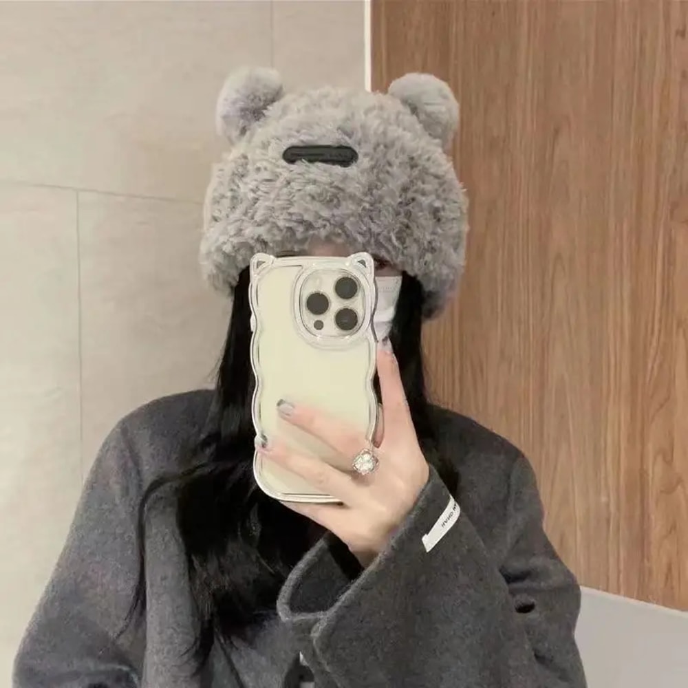 Cute Bear Ears Knitted Beanie Wool Hat AllMatch Winter Cap For Women 2