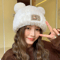 Cute Bear Ears Knitted Beanie Wool Hat AllMatch Winter Cap For Women 3