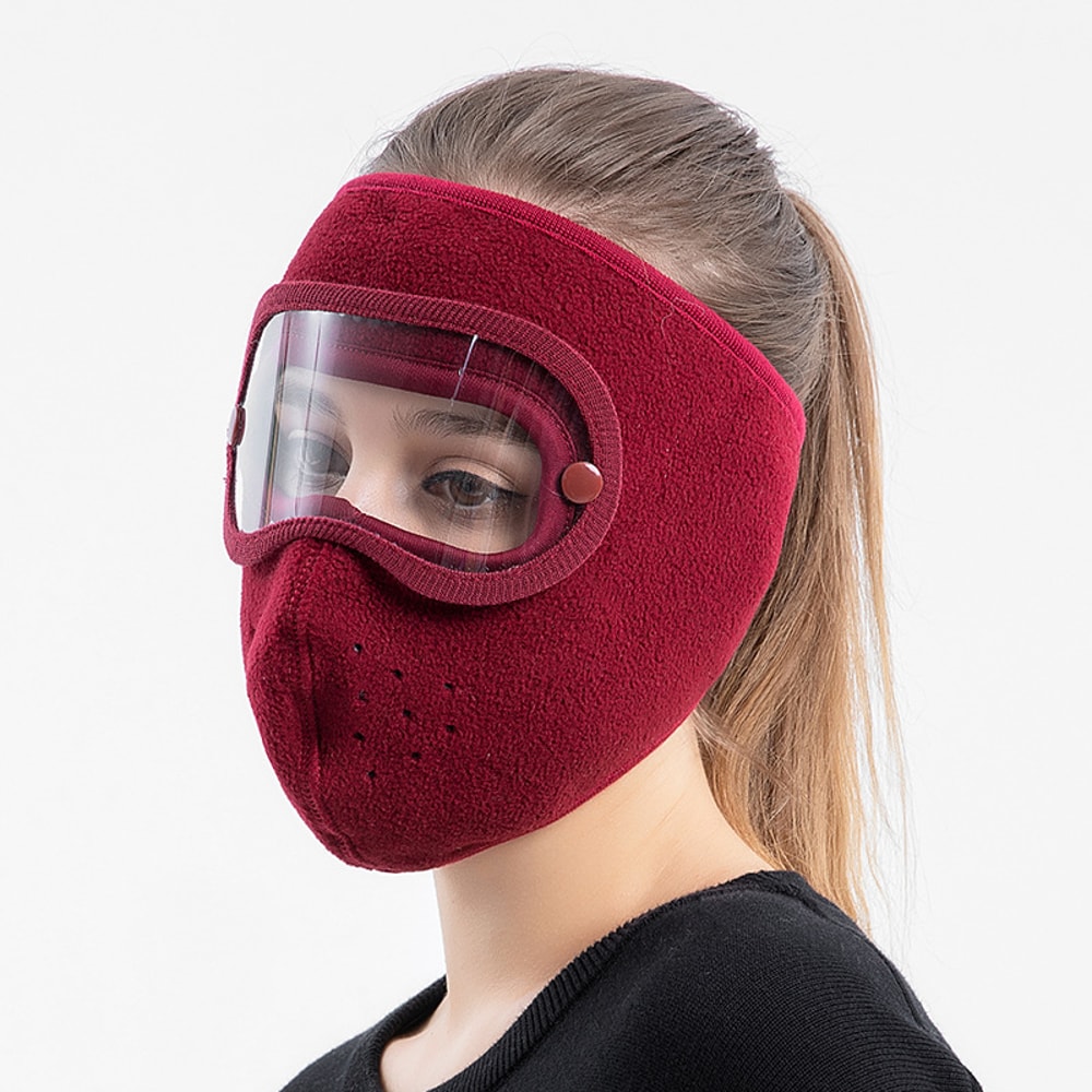 Winter Windproof Full Face Mask with Anti-Dust Shield and Anti-Fog Goggles for Cycling & Skiing