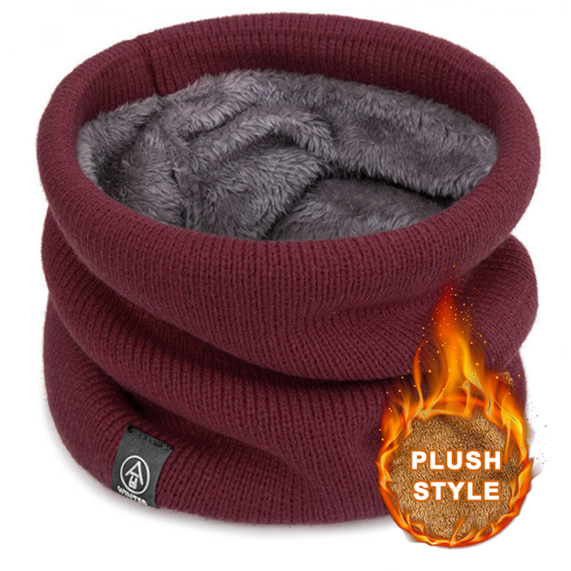Warm Knitted Scarf Plush Windproof Winter Neck Gaiter For Men Women Coldproof Outdoor SkiingRun 1