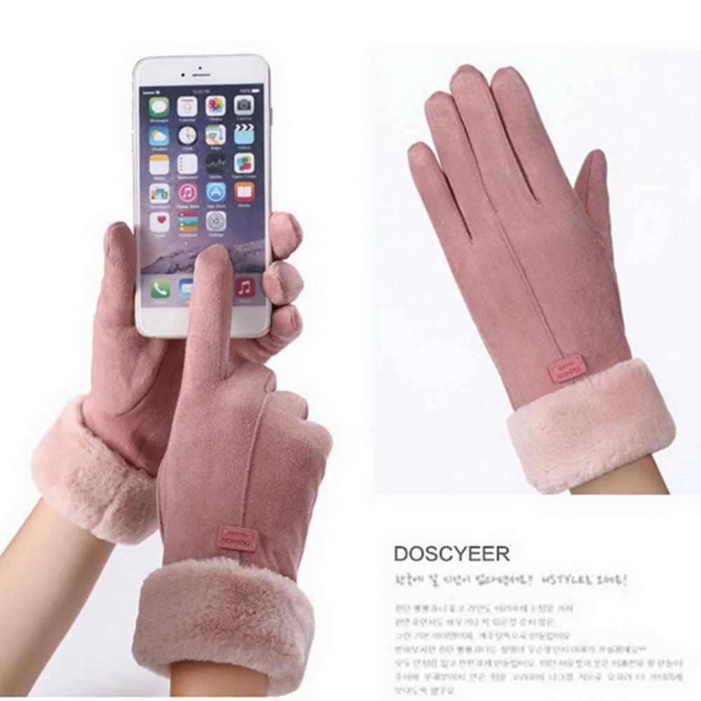 Winter Suede Gloves For Women Touchscreen Full Finger Fleece Gloves For Cold Weather Hiking And Ou 1