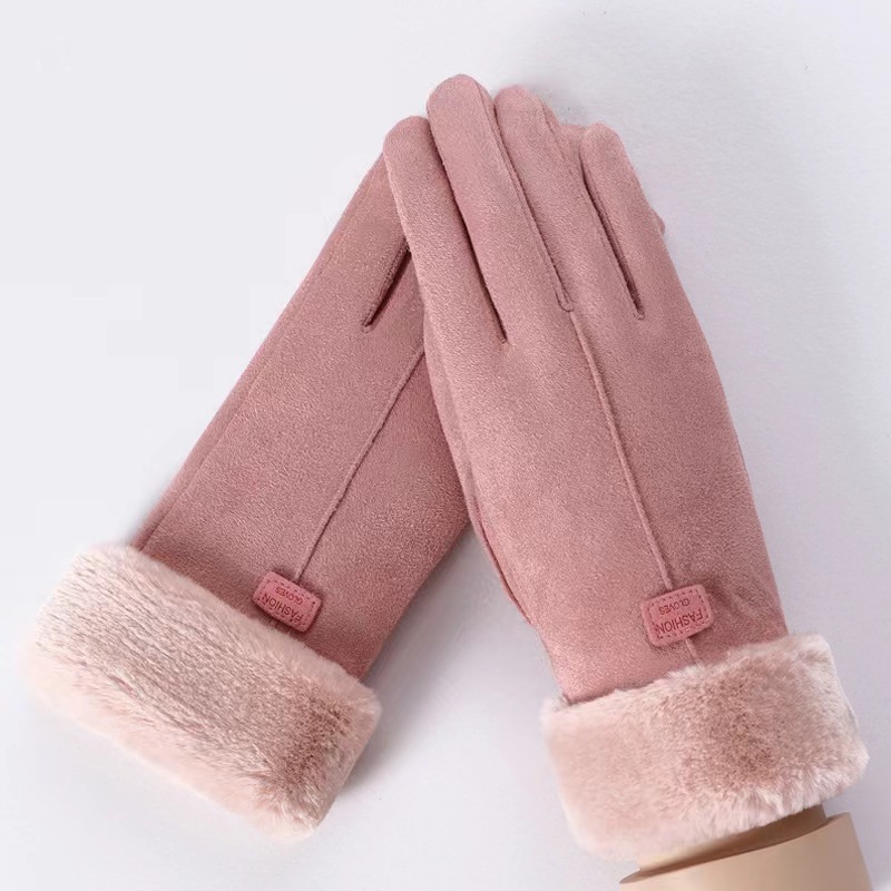 Winter Suede Gloves For Women Touchscreen Full Finger Fleece Gloves For Cold Weather Hiking And Ou 4