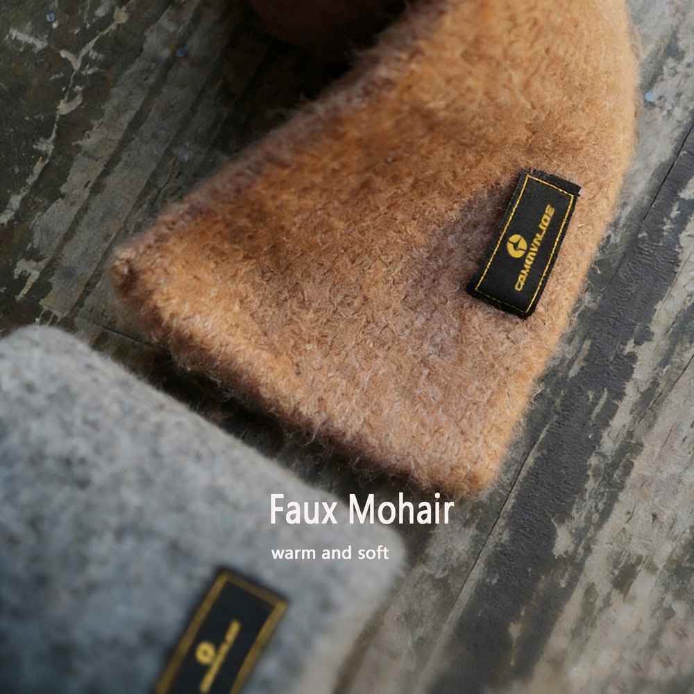 Vintage Mohair Plush Knitted Scarf ColdProof Warm Winter Collar For Men Small Size Solid Color Out 2