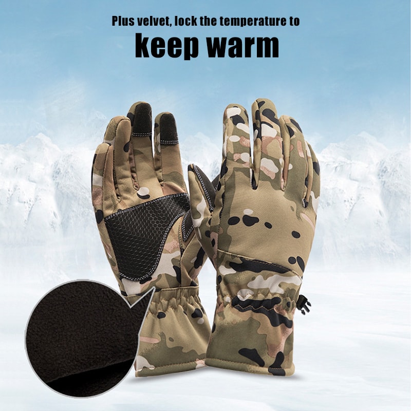 Tactics Outdoors Waterproof Camouflage Winter Gloves – Non-Slip Touch Screen Ski Fishing Sport Gloves