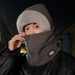 windproof cycling neck gaiter with integrated cap and zipper design – perfect for bike riding, skiing, and motorcycling