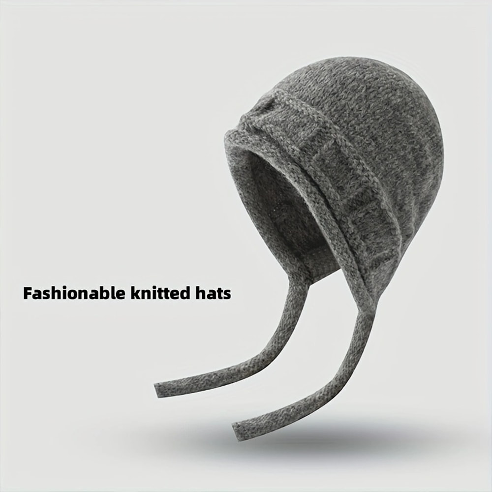 Windproof Knitted Cap With Ear Flaps For Women Warm Bomber Hat For Winter Protection 1