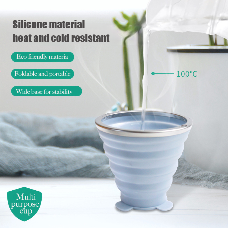 Portable Silicone Folding Water Cup Heat Resistant Foldable Collapsible Mug For Travel Outdoor And 1