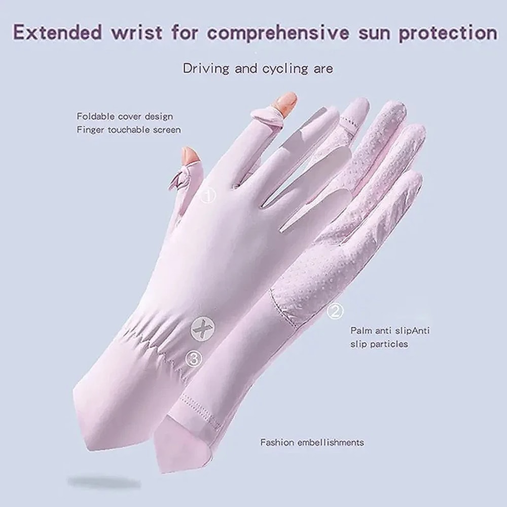 Summer Ice Silk UV Resistant Touch Screen Gloves For Cycling Driving 2