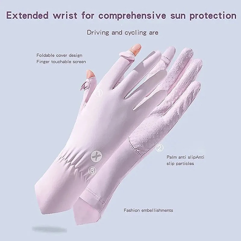 Summer Ice Silk UV Resistant Touch Screen Gloves For Cycling Driving 2