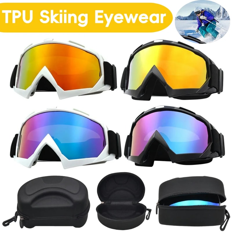 Ski Goggles with Anti-Collision & Anti-Glare Lenses – UV Protection for Winter Sports & Cycling
