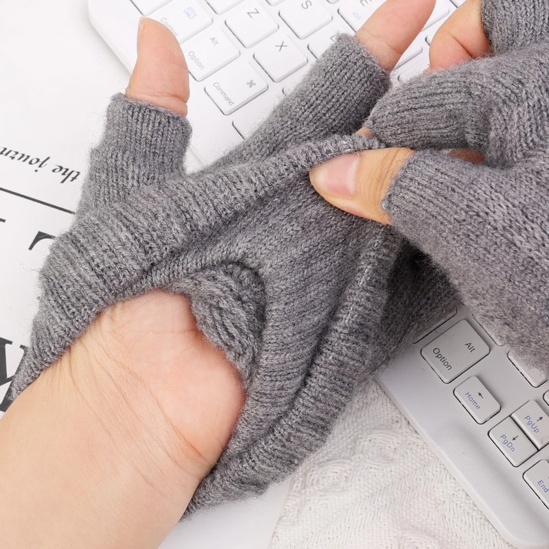 Winter Fingerless Gloves – Knitted Thermal Half Finger Cycling, Driving, and Running Touchscreen Mittens for Men