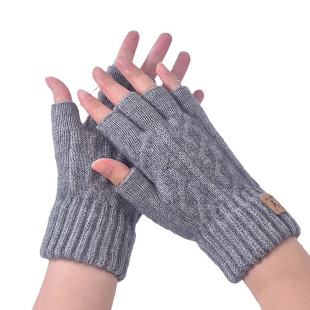 Winter Fingerless Gloves – Knitted Thermal Half Finger Cycling, Driving, and Running Touchscreen Mittens for Men