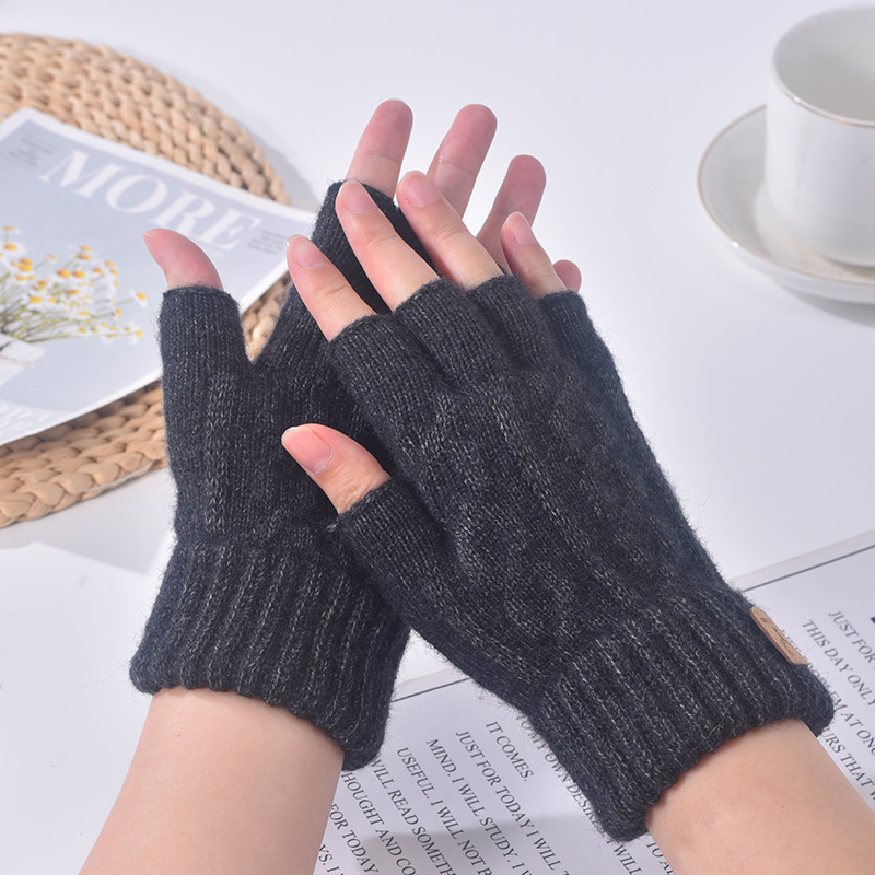 Winter Fingerless Gloves – Knitted Thermal Half Finger Cycling, Driving, and Running Touchscreen Mittens for Men