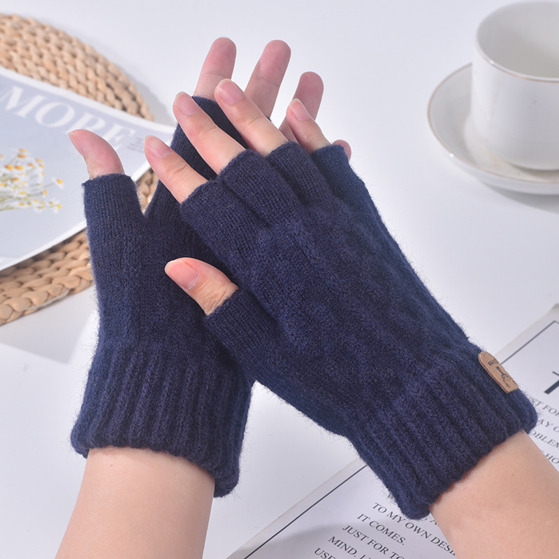 Winter Fingerless Gloves – Knitted Thermal Half Finger Cycling, Driving, and Running Touchscreen Mittens for Men