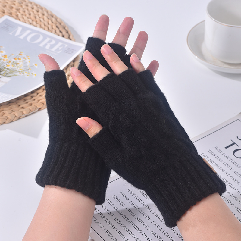 Winter Fingerless Gloves – Knitted Thermal Half Finger Cycling, Driving, and Running Touchscreen Mittens for Men