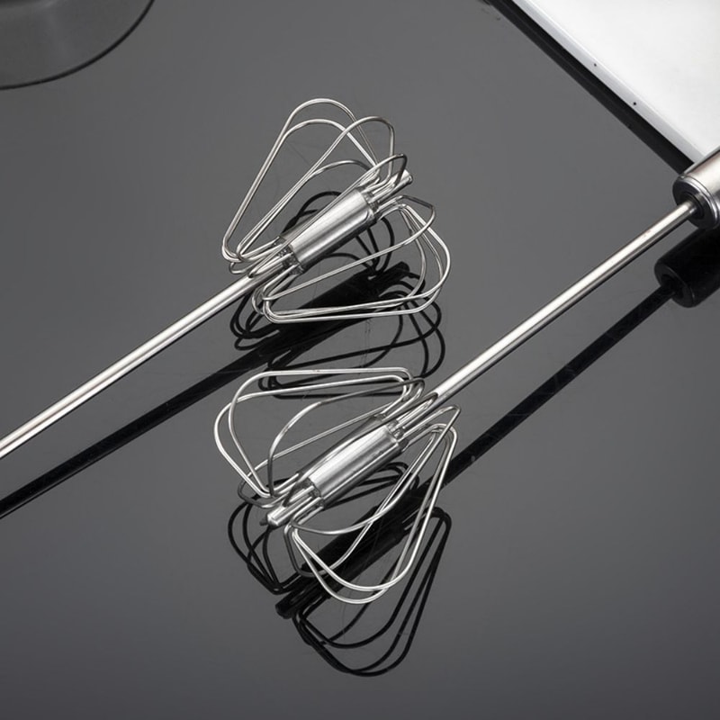Stainless Steel Rotary Whisk – Semi-Automatic Manual Mixer for Cream, Eggs & Baking