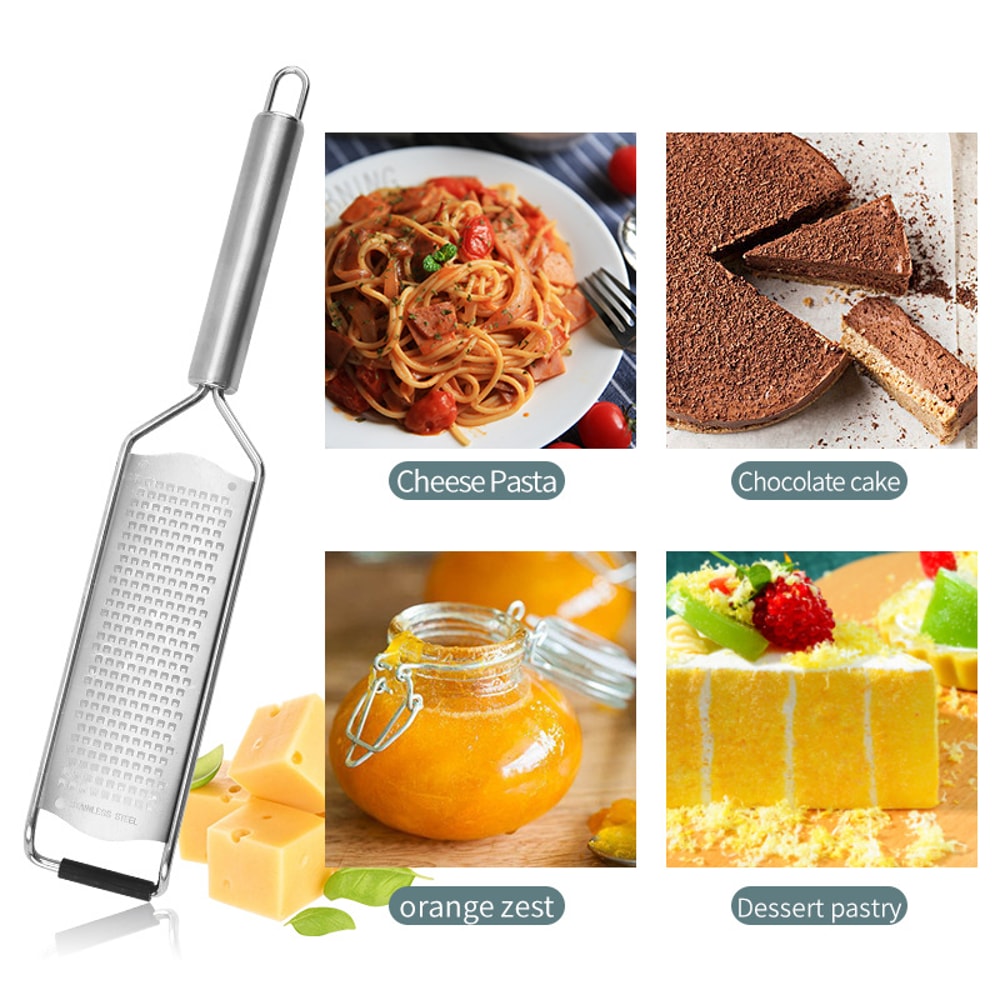 Stainless Steel Tube Handle Cheese Grater – Lemon Grater & Shredder Kitchen Gadget