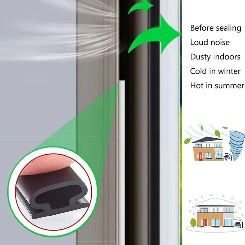 Self-Adhesive Weatherproof Security Door & Window Sealing Strip – Anti-Collision, Sound Insulation, TPE
