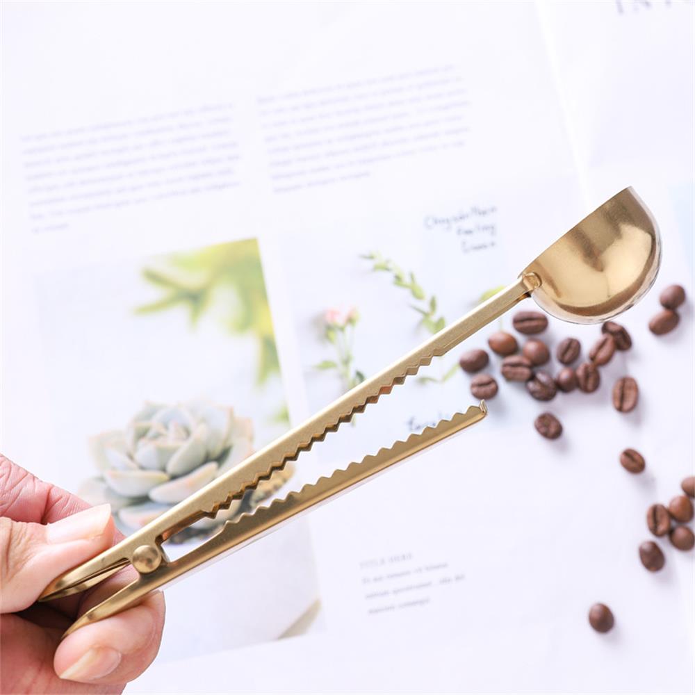 Stainless Steel Coffee Scoop with Sealing Clip – Measuring Scoop for Coffee, Tea & Milk Powder