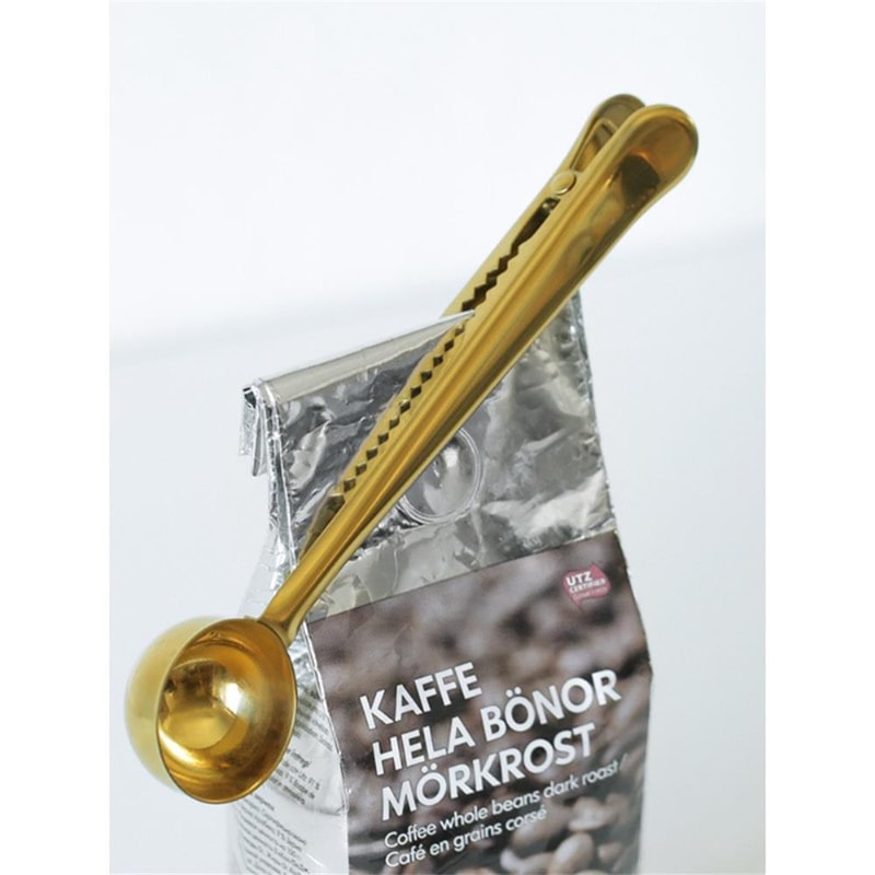 Stainless Steel Coffee Scoop with Sealing Clip – Measuring Scoop for Coffee, Tea & Milk Powder