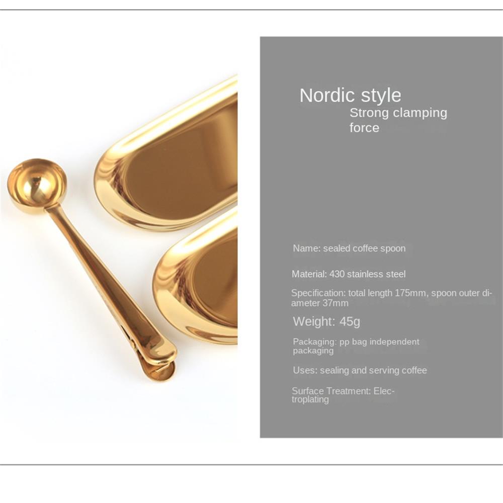 Stainless Steel Coffee Scoop with Sealing Clip – Measuring Scoop for Coffee, Tea & Milk Powder