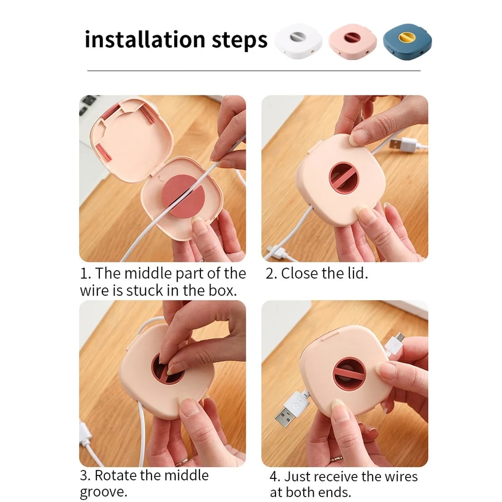 Portable Round USB Cable Winder – Compact Data Cable Organizer for Mobile Phone Charging Cables