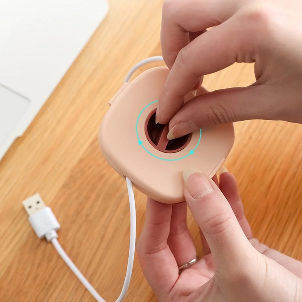 Portable Round USB Cable Winder – Compact Data Cable Organizer for Mobile Phone Charging Cables