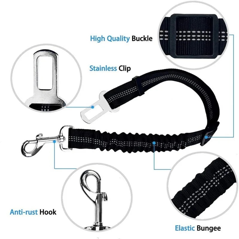Elastic Nylon Dog Seat Belt For Small And Large Dogs Adjustable Reflective Durable Travel Safety R 1